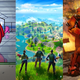 From left: Among Us, Fortnite, Fallout 76.